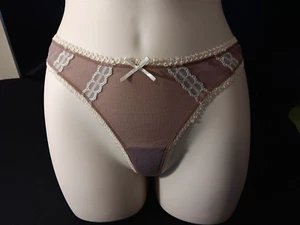 Frederick's of Hollywood Nerz & Elfenbein Spitze Tanga Höschen Größe Large Neu mit Etikett - Bild 1 von 4