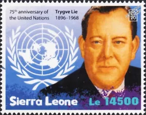 United Nations (UN) 75th Anniversary TRYGVE LIE 1st Secretary-General Stamp 2020 - Picture 1 of 1