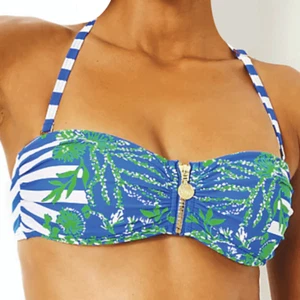 Lilly Pulitzer Bikini Top Bathing Suit 2 Genya Bandeau Briny Blue Bit Salty New - Picture 1 of 10