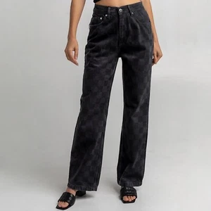 THE RAGGED Priest Rook Dad Checkered Women's Jeans Size 28 - Picture 1 of 7