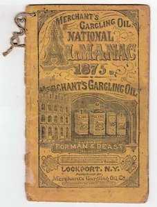 Dr. George W. Merchant's Gargling Oil, 1875 National Almanac, Lockport, NY - Picture 1 of 3