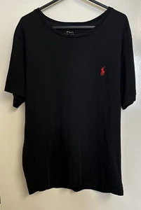 Ralph Lauren Men’s Black Round Neck T-Shirt With Logo UK Size Small 100% Cotton - Picture 1 of 8