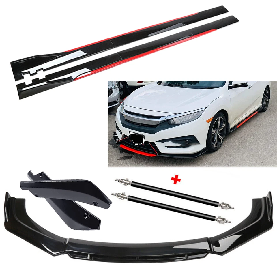 For Honda Insight Glossy Black Front Bumper Lips Spoiler Side Skirt Body Kits - Изображение 1 из 4