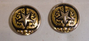 Conchos - 1 1/2" - Silver Star & Gold Design - Chicago Screw - Pack of 2 (C16) - Picture 1 of 3