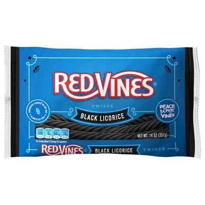 Red Vines BLACK ALCAÇUZ TWISTS 14 OZ ALCAÇUZ DOCE TAMANHO FAMILIAR ** BB 9/2025 ** - Imagem 1 de 3