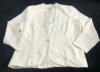 Chaqueta Blazer Che Studio Bordada Beige Cuentas Talla XL Mujer Madre de Novia Foto 1 de 4