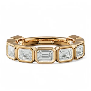 18k Gold Engagement Band Lab Created Emerald 2 Carat Diamond Yellow  E F VS - Picture 1 of 10