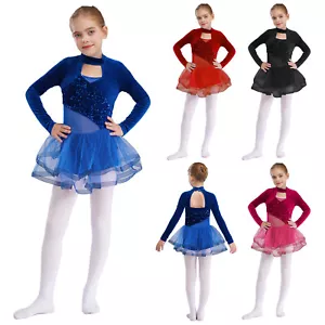 Niños Niñas Vestido Terciopelo Ropa de Baile Disfraz Apto para la Piel Lentejuelas Llamativas - Imagen 1 de 57
