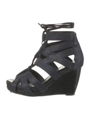 Sandalias de cuña con cordones de gladiadores de lona PIERRE HARDY, talla 40 Foto 1 de 4