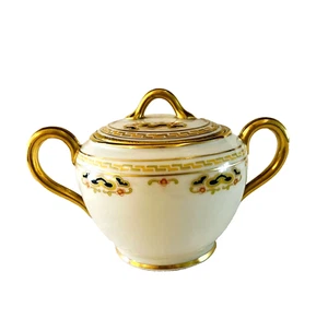 Antique Willets Belleek Porcelain Gold Trim  Sugar Bowl & Lid  - Picture 1 of 6