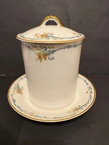 Haviland Limoges, Porcelain Condensed Milk Jam Jelly Container, Roses & Scrolls - Picture 1 of 14