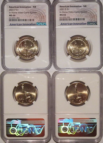 2021 P & D Innovation NH Dollar $1 NGC MS 66 Home Video Game System 2 Coin Set Cover