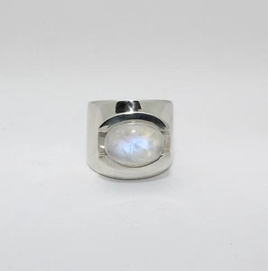ANILLO PIEDRA LUNAR ARCO IRIS GENUINO PLATA ESTERLINA 925 Talla 8.5 ¡ENVÍO RÁPIDO GRATIS!! - Imagen 1 de 5