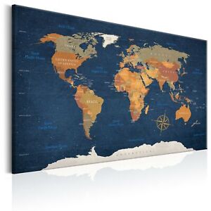 World Map Pinboard Cork Board Canvas Print Wall Art Picture Home k-C-0048-p-b