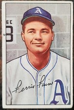 1952 Ferris Fain Philadelphia Athletics A's Phillies Bowman Card #154 MLB