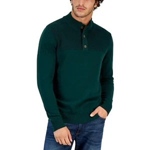 Club Room Mens Henley Pullover Sweater Cotton Front Button Green Size XXL - Picture 1 of 2