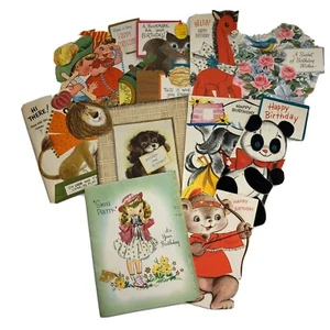 Vintage Lot 10 gemischte Geburtstag Stanzkarten 50er 60er Ephemera Junk Journal - Bild 1 von 5