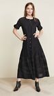 LOVESHACKFANCY Love Shack Fancy Black Edie Cotton Lace Fit & Flare Midi Dress S