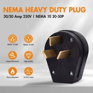 NEMA Spina 10-50P,Spina Angolare Lama Dritta Resistente,30/50 Amp 125V - Foto 1 di 7