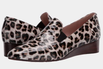 Taryn Rose Claudia Loafer Leopard Waterproof Patent Leather Wedge Size 5.5 NIB - Image 1 of 4