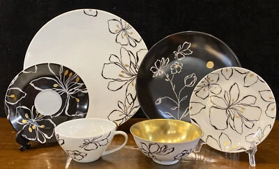 6 piezas Bernardaud “Or Noir” Lugar Setting Cena, Ensalada, BB, C/S, Tazón de Oro BH305 Foto 1 de 4