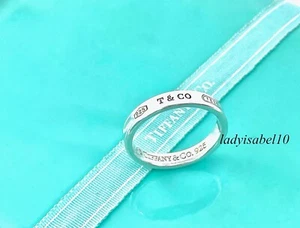Auth. Tiffany & Co. 1837 Concave Narrow Band Ring Sterling Silver w/ Pouch $300 - Picture 1 of 9