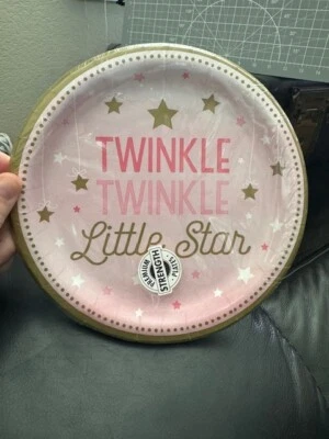 Twinkle One Little Star 8ct. Girls 1st. Birthday 8-3/4" Paper Dinner Plates New! - Image 1 of 2