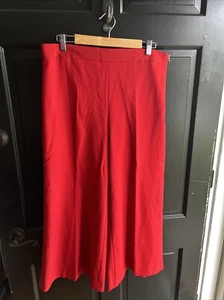 Zara Women's Culotte Trousers Wide Leg Cropped Capri Pants RED Size XL - Picture 1 of 6