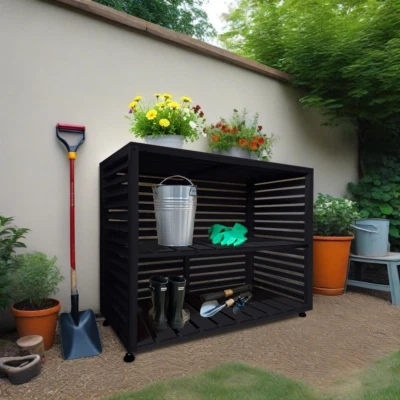 Regal Mehrzweckregal Garten Balkon Terrasse Aufbewarung Schuhschrank anthrazit - Bild 1 von 4