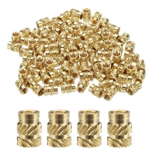 100pcs M4 Threaded Inserts Brass Heat Set Insert M4x8mm, OD 6mm Knurled Nuts - Picture 1 of 6