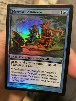 MTG FOIL MERROW COMMERCE Blue Tribal Enchantment Merfolk LORWYN NM - Image 1 of 3