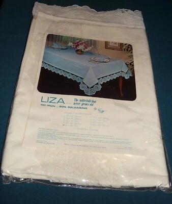 Mantel Liza 67"x90" ovalado blanco roto 3 1/2" encaje alrededor borde NUEVO Foto 1 de 4