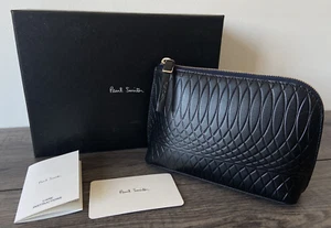 PAUL SMITH BLACK NO 9 COSMETIC BAG CLUTCH LEATHER RETAIL BNIB - Picture 1 of 11