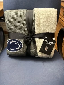 Northwest NCAA Penn State Nittany Lions Subtle Waffle Sherpa Throw Blanket New - Picture 1 of 5