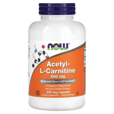 2 X Now Foods, Acetil-L-Carnitina, 500 mg, 200 cápsulas vegetales Foto 1 de 2