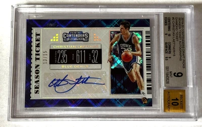 Christian Laettner Auto /15 Season Ticket 2019-20 Contenders Draft Picks BGS 9 - Image 1 of 2