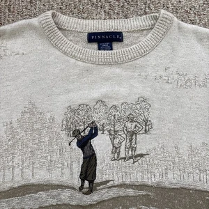 Pinnacle Sweater Men’s Large Beige Color Golf Theme Textured - Picture 1 of 11