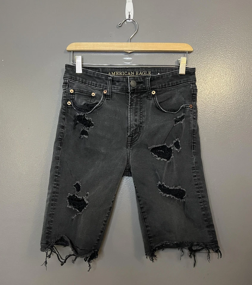 Pantalones Cortos American Eagle Para Hombres 28 Ne(x)t Nivel Flex Denim Envejecido Dobladillo Crudo Foto 1 de 4
