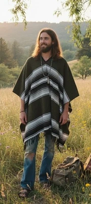 Poncho Festival CLINT EASTWOOD Espaguetis Pistolero Occidental Hecho a Mano Ropa de Vaquero Foto 1 de 4