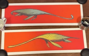 Jay Ryan Elasmosaurus Diptych 2009 Art Print Set of 2 Posters S/# 300 Dinosaur - Picture 1 of 9