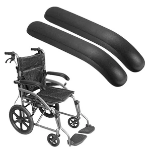 1 par de almohadillas antideslizantes de reposabrazos para silla de ruedas ABS de 11,8", diámetro de agujero de 25/28 mm, negro - Imagen 1 de 7