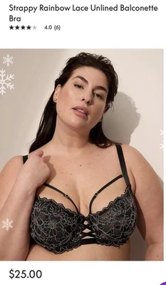 Lane Bryant Cacique Strappy Rainbow Lace Unlined Balconette Bra - Image 1 of 4