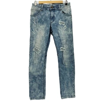 Gotcha Logo Embroidered Distressed Denim Men's Pants Used BAZZ-0 - Image 1 of 4