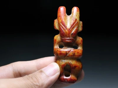 中国古代红山文化老玉石太阳神赫利俄斯护身符吊坠 Y572 — 第 1/4 张图片