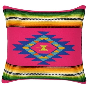 Southwestern Serape Dekokissen 16x20 gewebte Wolle mexikanischer Zapoteken-Stil Bezug - Bild 1 von 5
