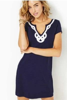 Vestido Lilly Pulitzer Brewster-Verdadero Azul Marino/Blanco-Talla Pequeña-Ropa de Resort/Preppy Foto 1 de 4
