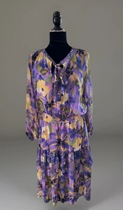 Figueroa And Flower Tiered Floral Dress Sheer Sleeve High/low Hem Romantic Sz XL - Picture 1 of 12