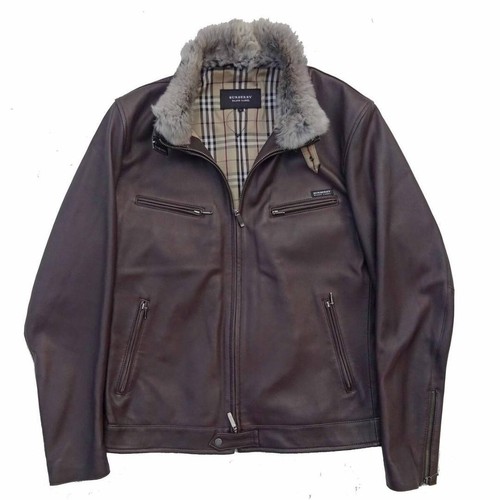 BURBERRY BLACK LABEL Riders Giacca Cappotto Pelle di Pecora Pelliccia Check L #ED ZHA