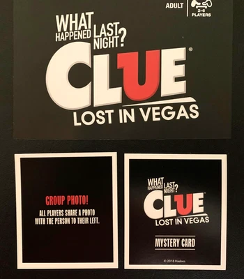 Clue   LOST IN VEGAS  Group Photo   Mystery Card    HASBRO   2018 - Image 1 of 3