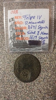 12 Maravedis Felipe IV 1654 Segovia over 8 Maravedis 1619 Segovia - Image 1 of 4